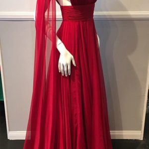 Deep V Neck Chiffon Long Prom Dress Simple Prom Gown
